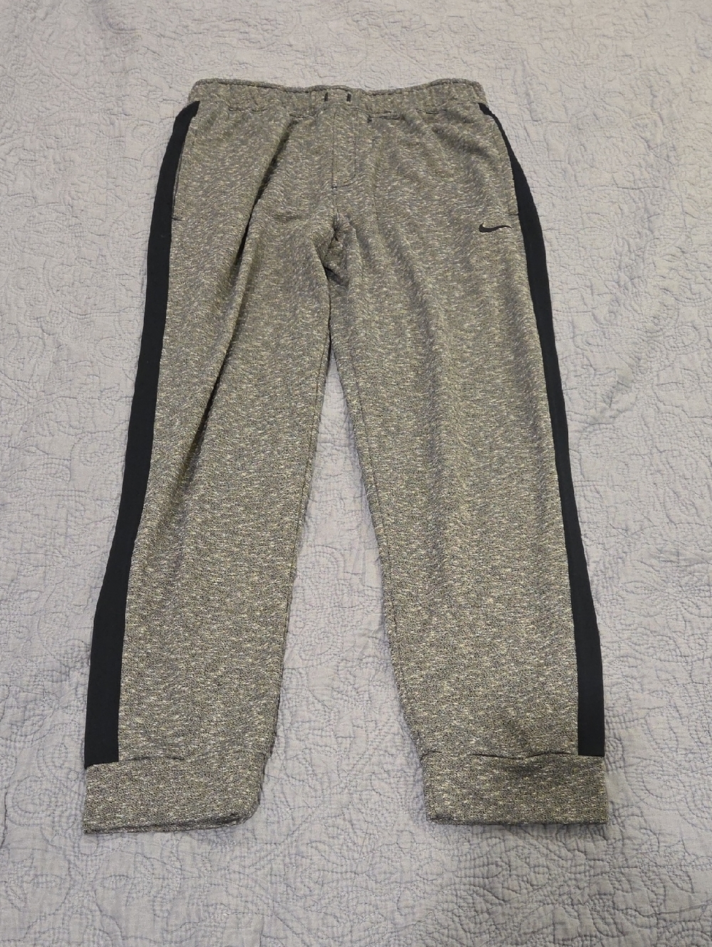 Nike Grey Marled Joggers with Black Side Stripes Size L!